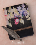Black Floral Digital Printed Pure Soft Cotton Saree