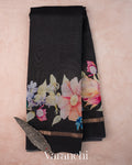 Black Floral Digital Printed Pure Soft Cotton Saree