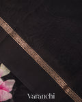 Black Floral Digital Printed Pure Soft Cotton Saree