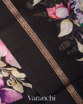 Black Floral Digital Printed Pure Soft Cotton Saree