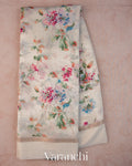 Off-White Floral Printed Cotton Saree