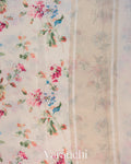 Off-White Floral Printed Cotton Saree