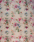 Off-White Floral Printed Cotton Saree