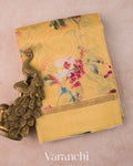 Mustard Yellow Floral Digital Printed Pure Soft Cotton Saree