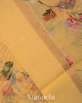 Mustard Yellow Floral Digital Printed Pure Soft Cotton Saree