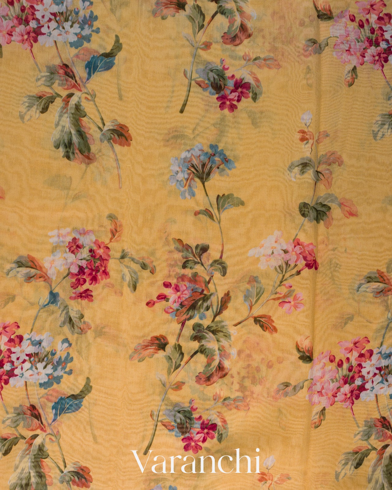 Mustard Yellow Floral Digital Printed Pure Soft Cotton Saree