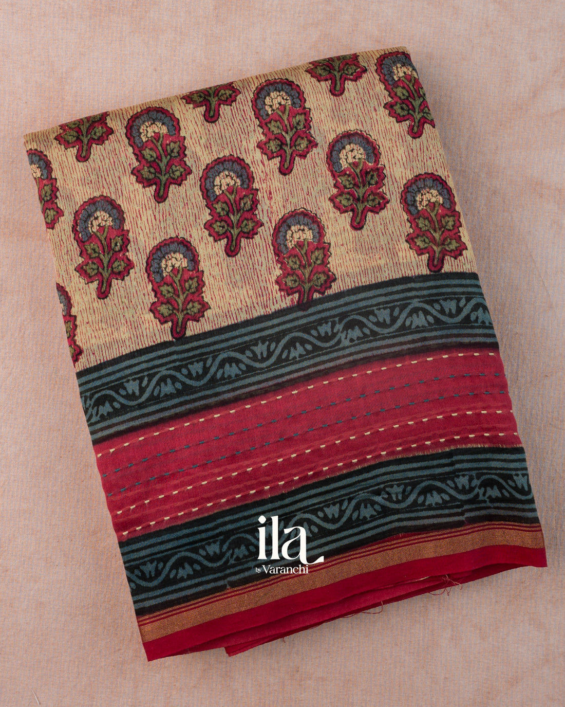 Beige Pure Chanderi Silk Cotton Saree