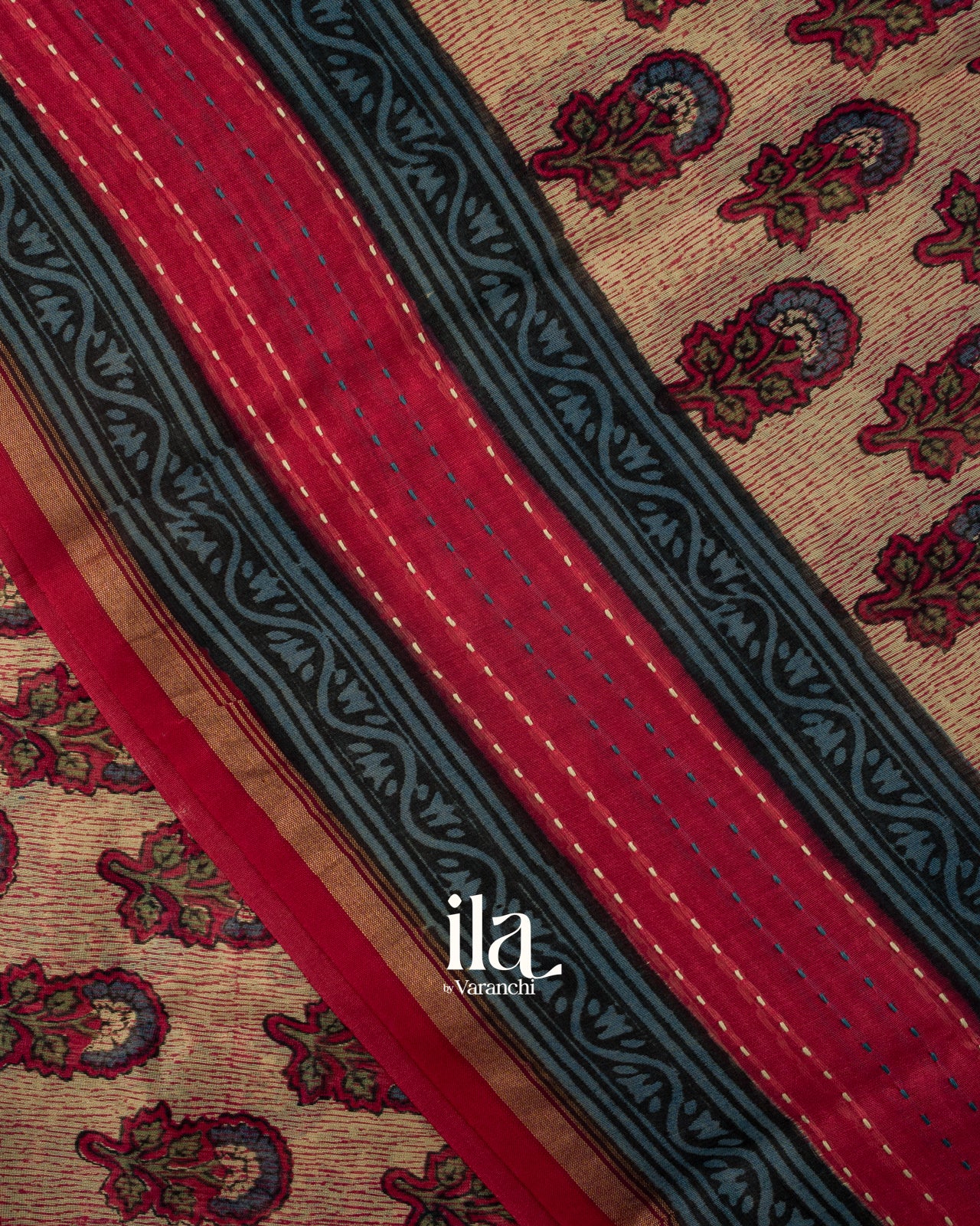 Beige Pure Chanderi Silk Cotton Saree