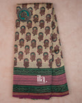 Light Beige Kath Bordered Pure Chanderi Silk Cotton Saree