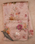 Blush Pink Striped and Floral Printed Cotton Tissue Saree