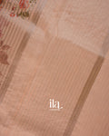 Blush Pink Striped and Floral Printed Cotton Tissue Saree