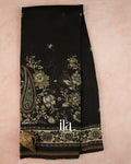 Black Digital Floral Printed Cotton Saree