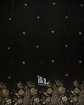 Black Digital Floral Printed Cotton Saree
