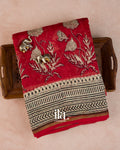 Cream Floral Digital Printed Cotton Saree