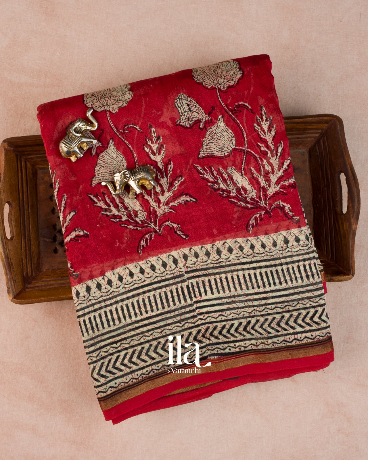 Cream Floral Digital Printed Cotton Saree