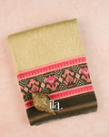 Beige Paisley Print Cotton Saree