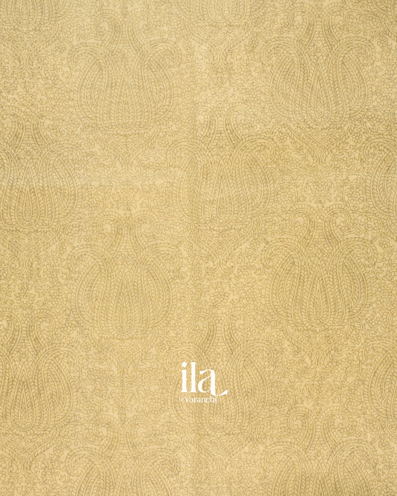Beige Paisley Print Cotton Saree