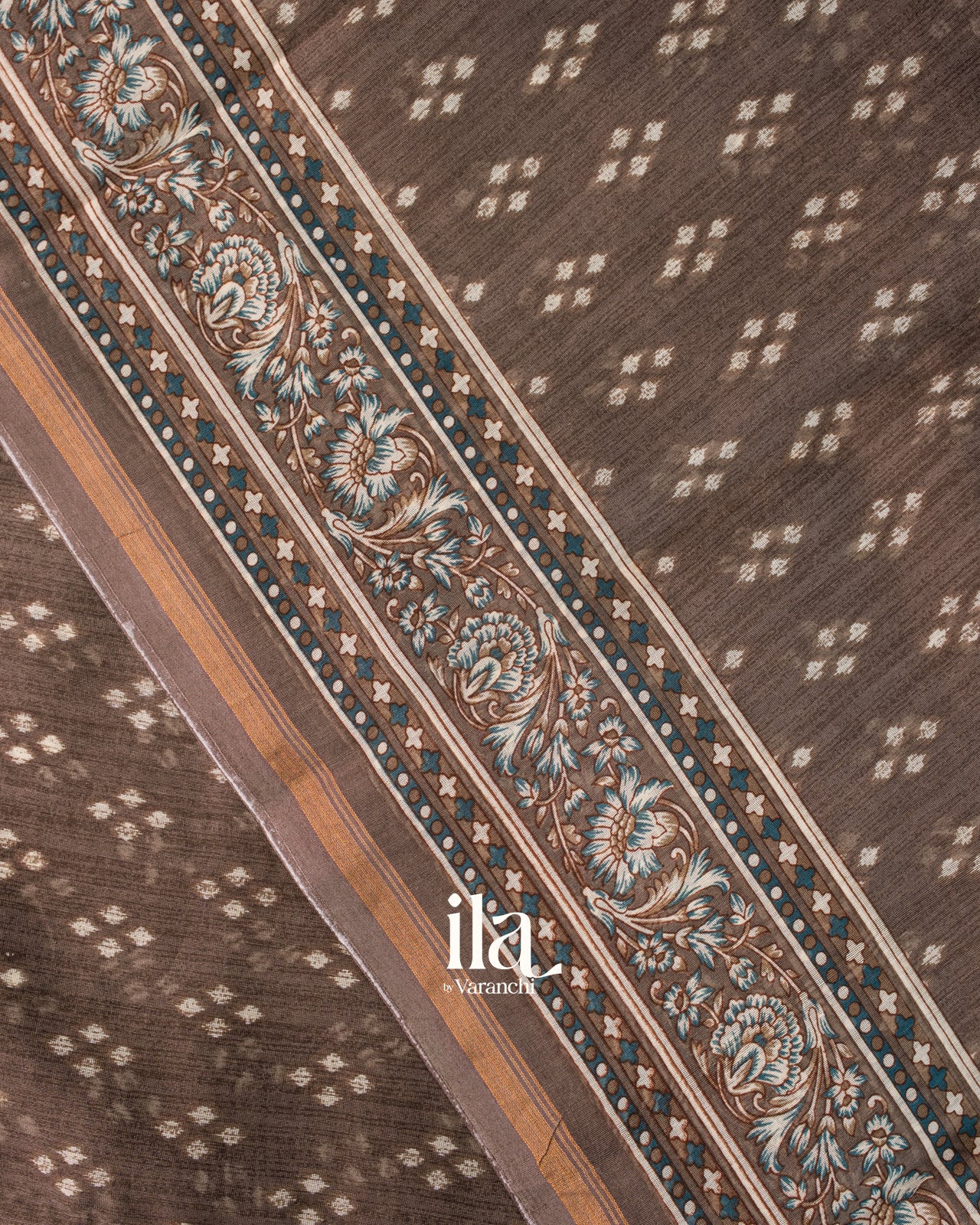 Coffee Brown Digital Printed Cotton Saree