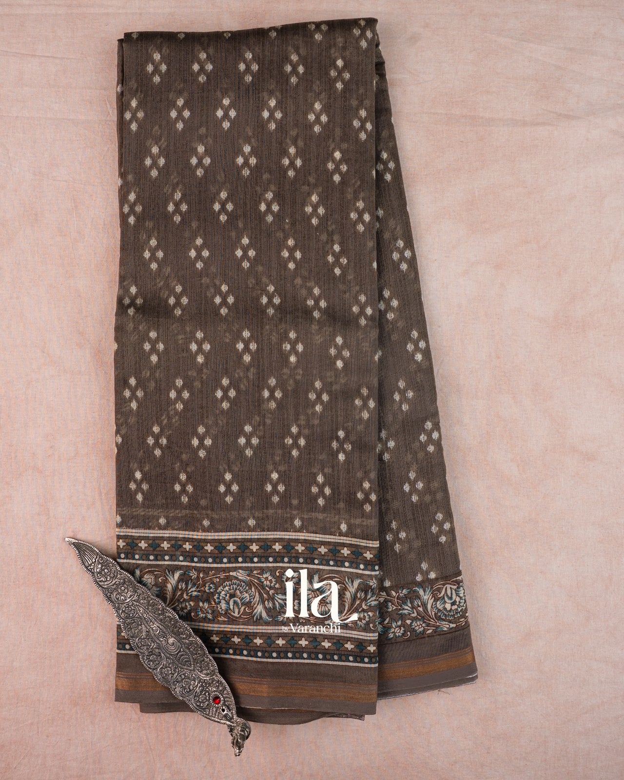 Coffee Brown Digital Printed Cotton Saree