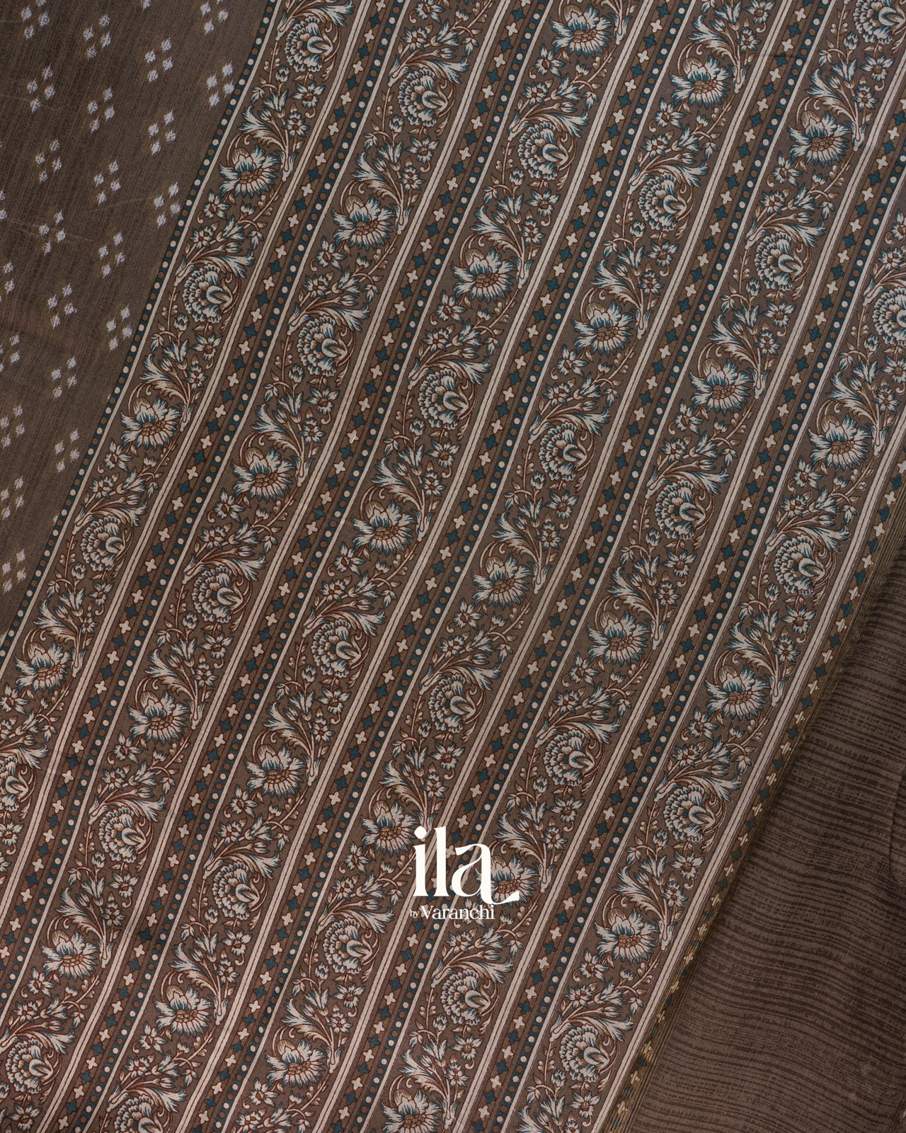 Coffee Brown Digital Printed Cotton Saree