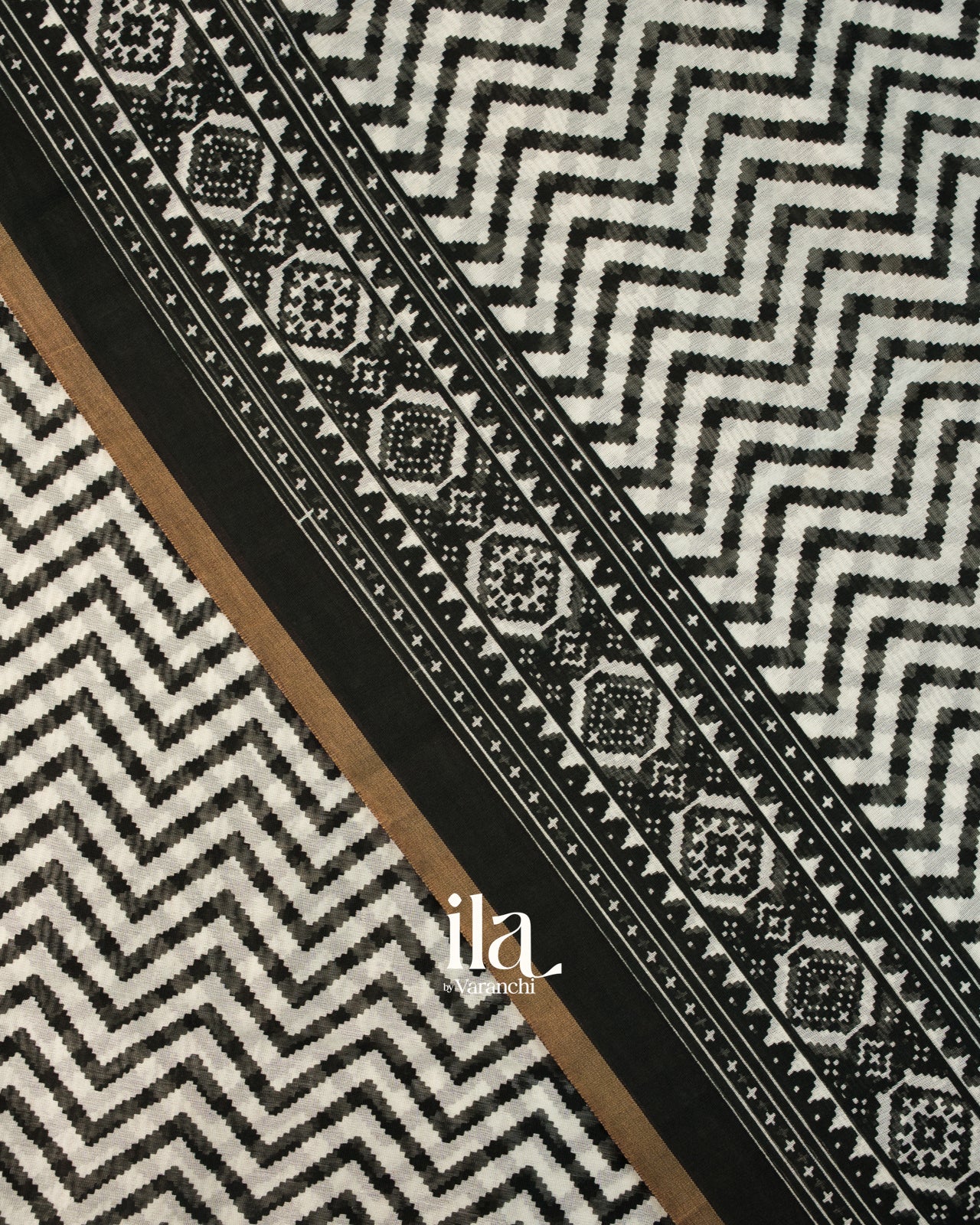 Black Ajarakh Bordered Cotton Saree