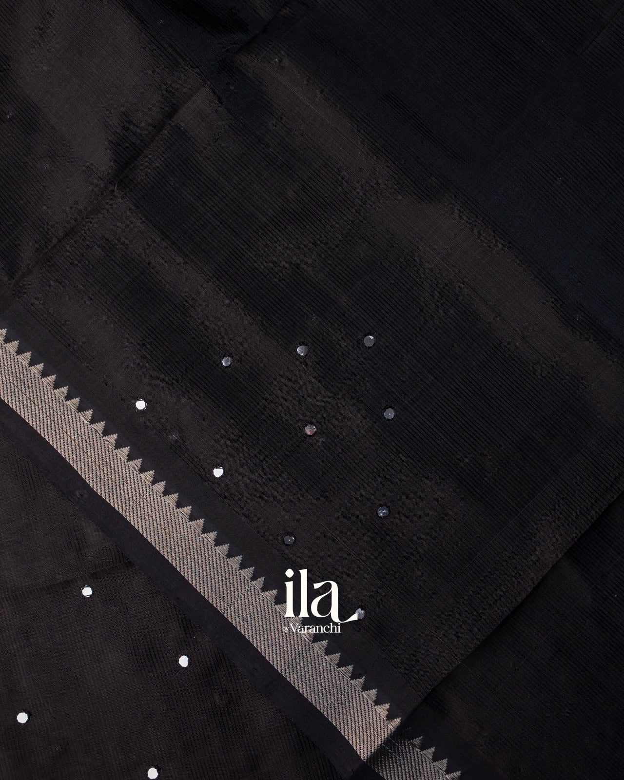 Black Mirror Embroidered Pure Mangalgiri Silk Cotton Saree