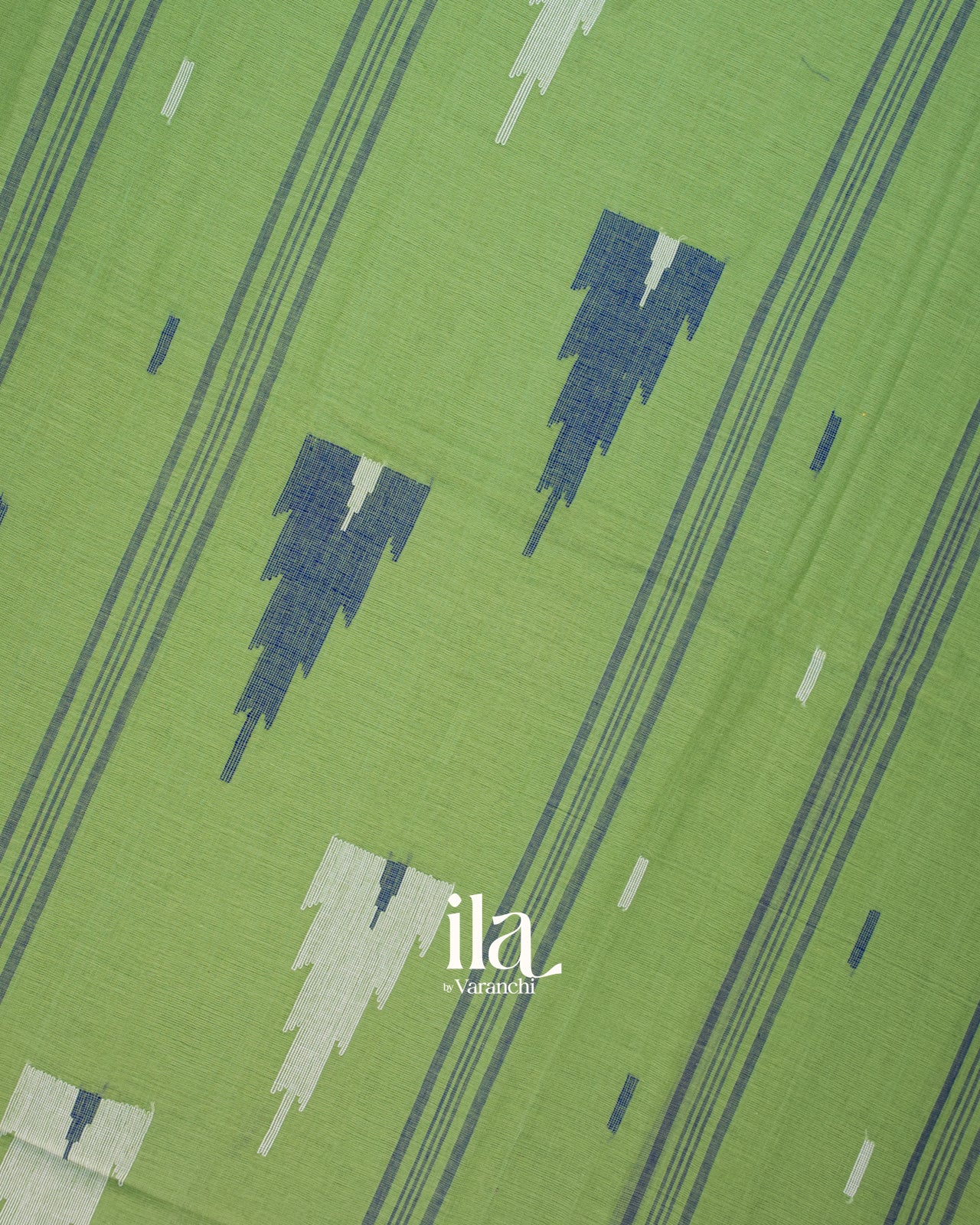 Elaichi Green Jamdani Mul Cotton Saree