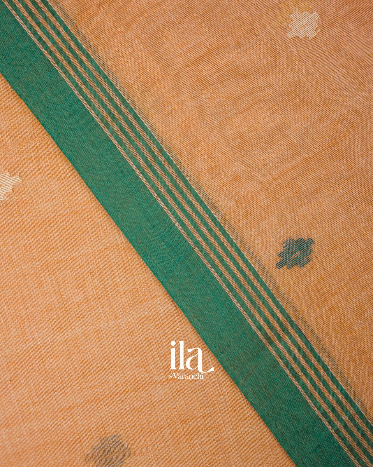 Peach Jamdani Mul Cotton Saree