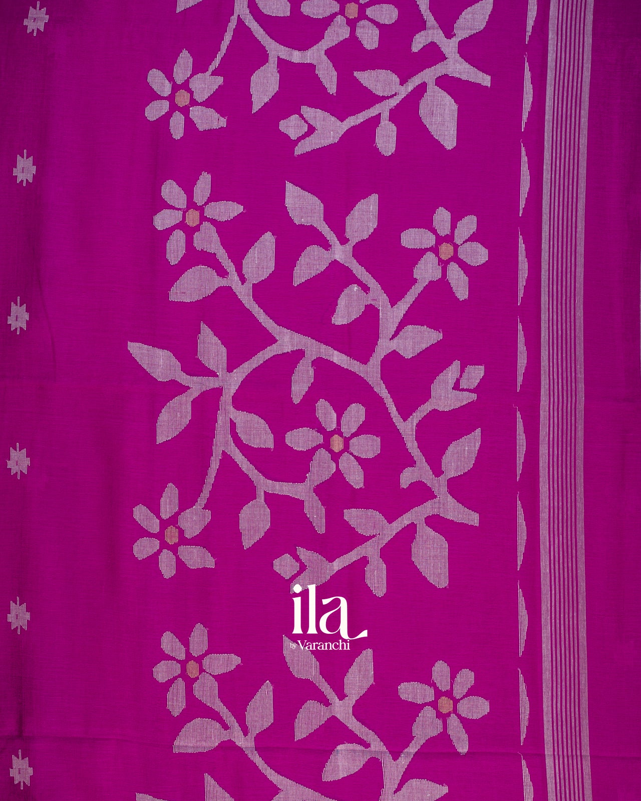 Magenta Jamdani Mul Cotton Saree