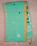 Aqua Green Jamdani Mul Cotton Saree
