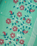 Aqua Green Jamdani Mul Cotton Saree