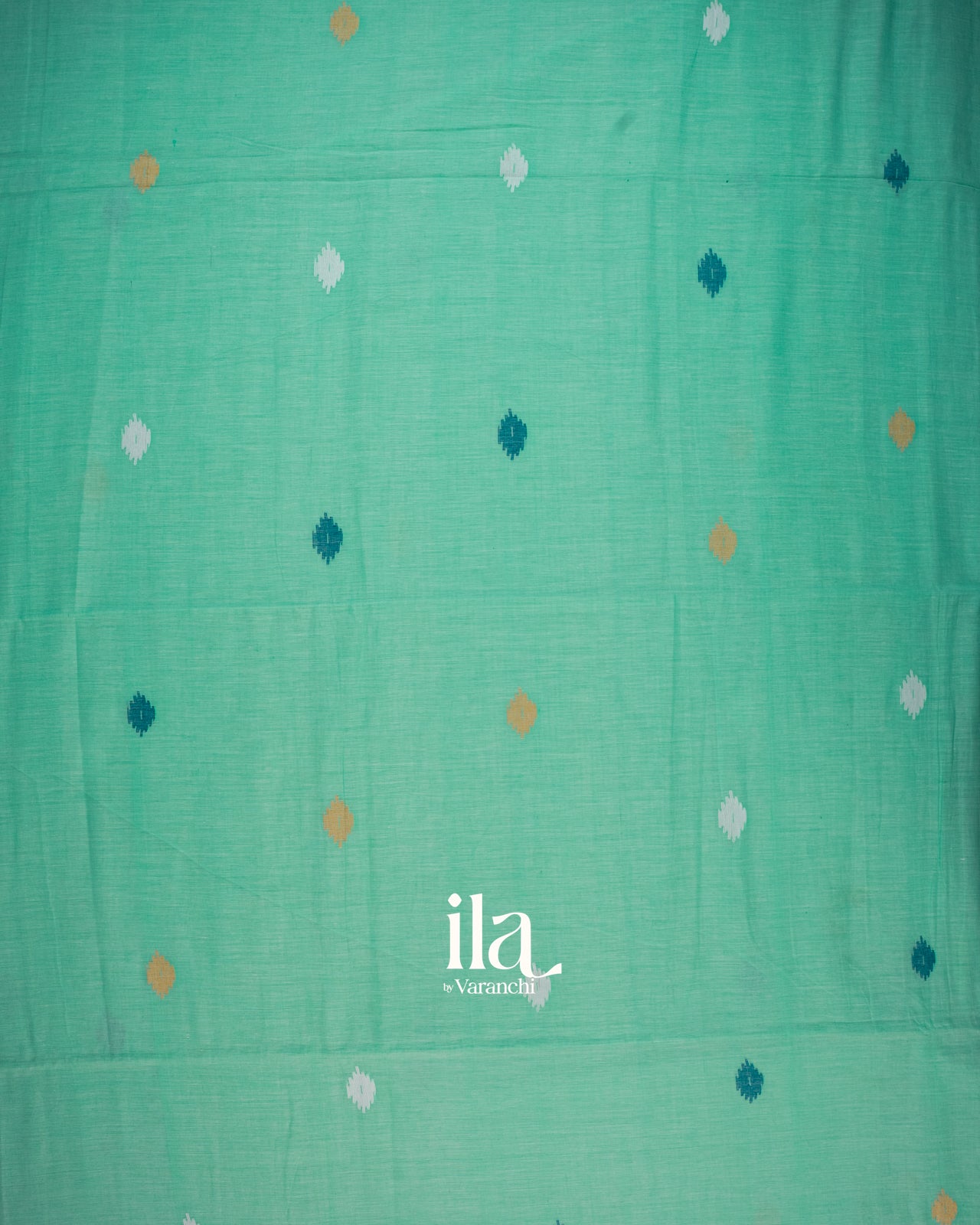 Aqua Green Jamdani Mul Cotton Saree