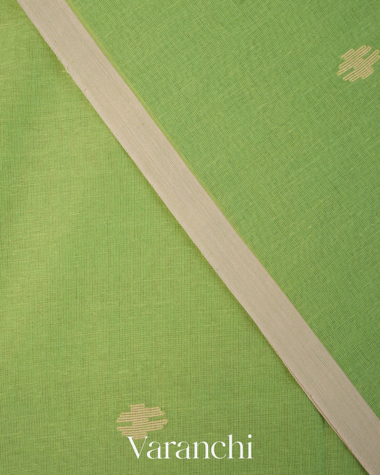 Light Green Jamdani with Paithani Pallu Mul Cotton Saree