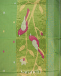 Light Green Jamdani with Paithani Pallu Mul Cotton Saree