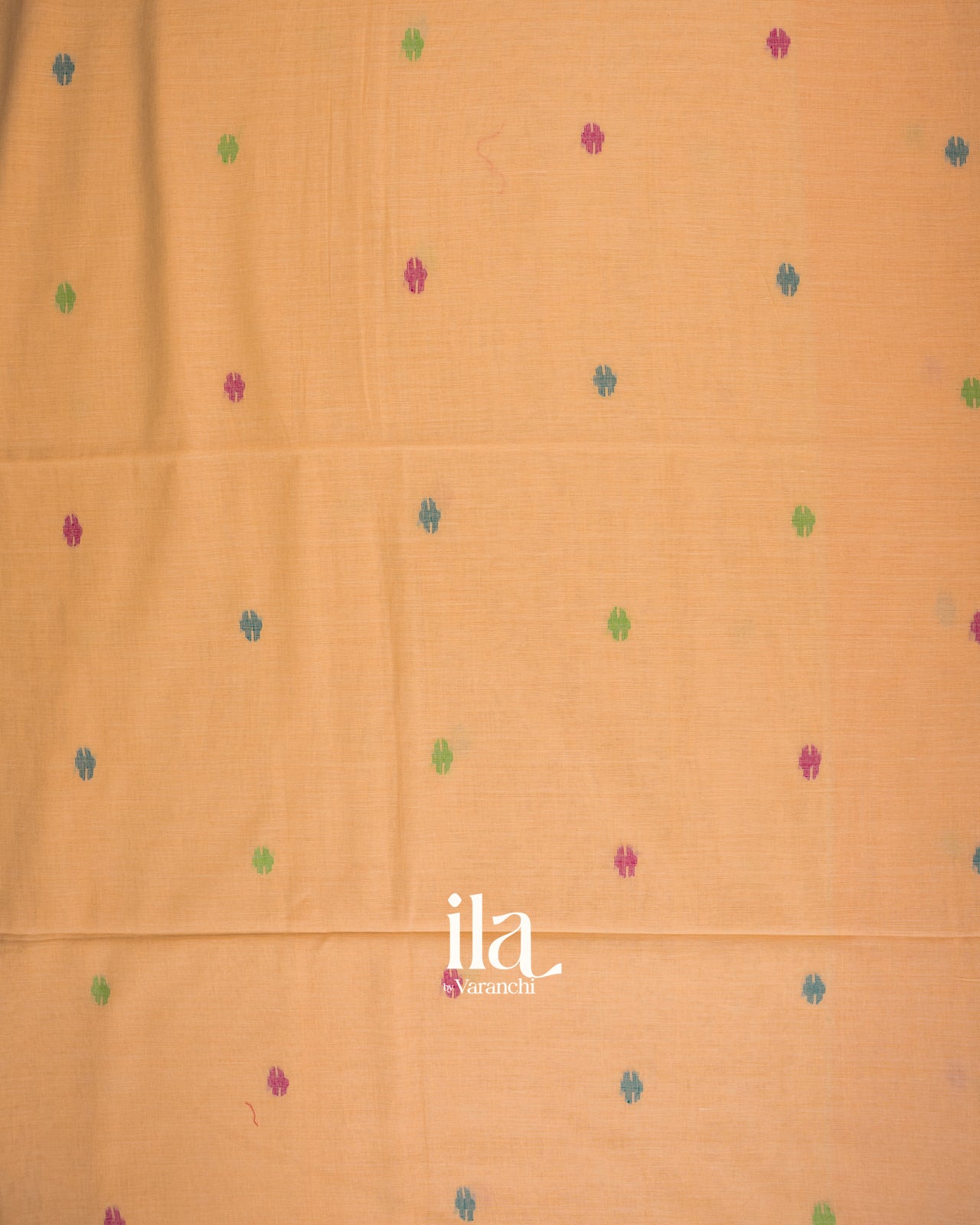 Muted Peach Jamdani Pure Mul Cotton Saree