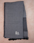 Black Checkered Pure Mul Cotton Saree