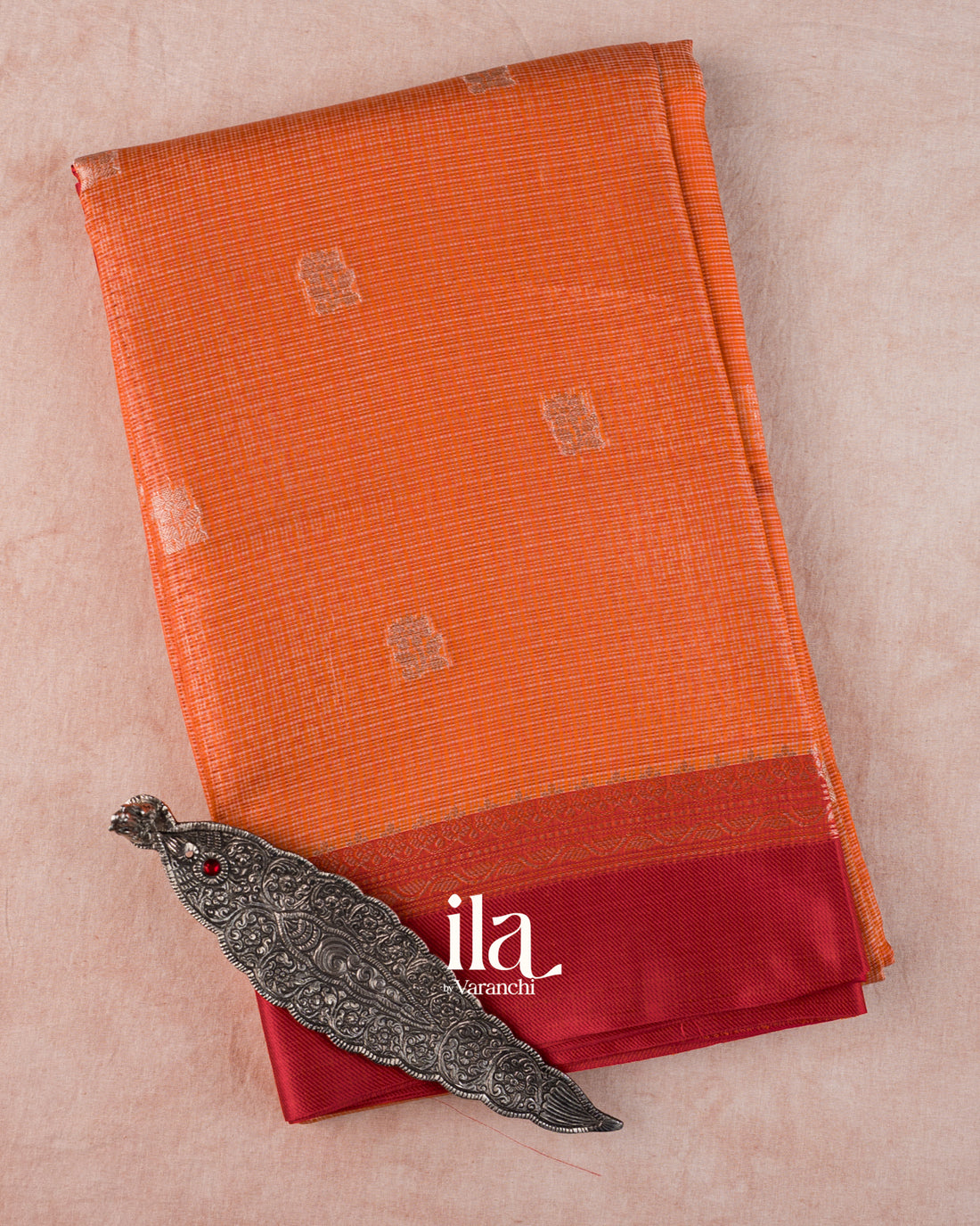 Burnt Orange Semi Silk Saree