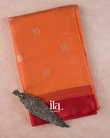 Burnt Orange Semi Silk Saree