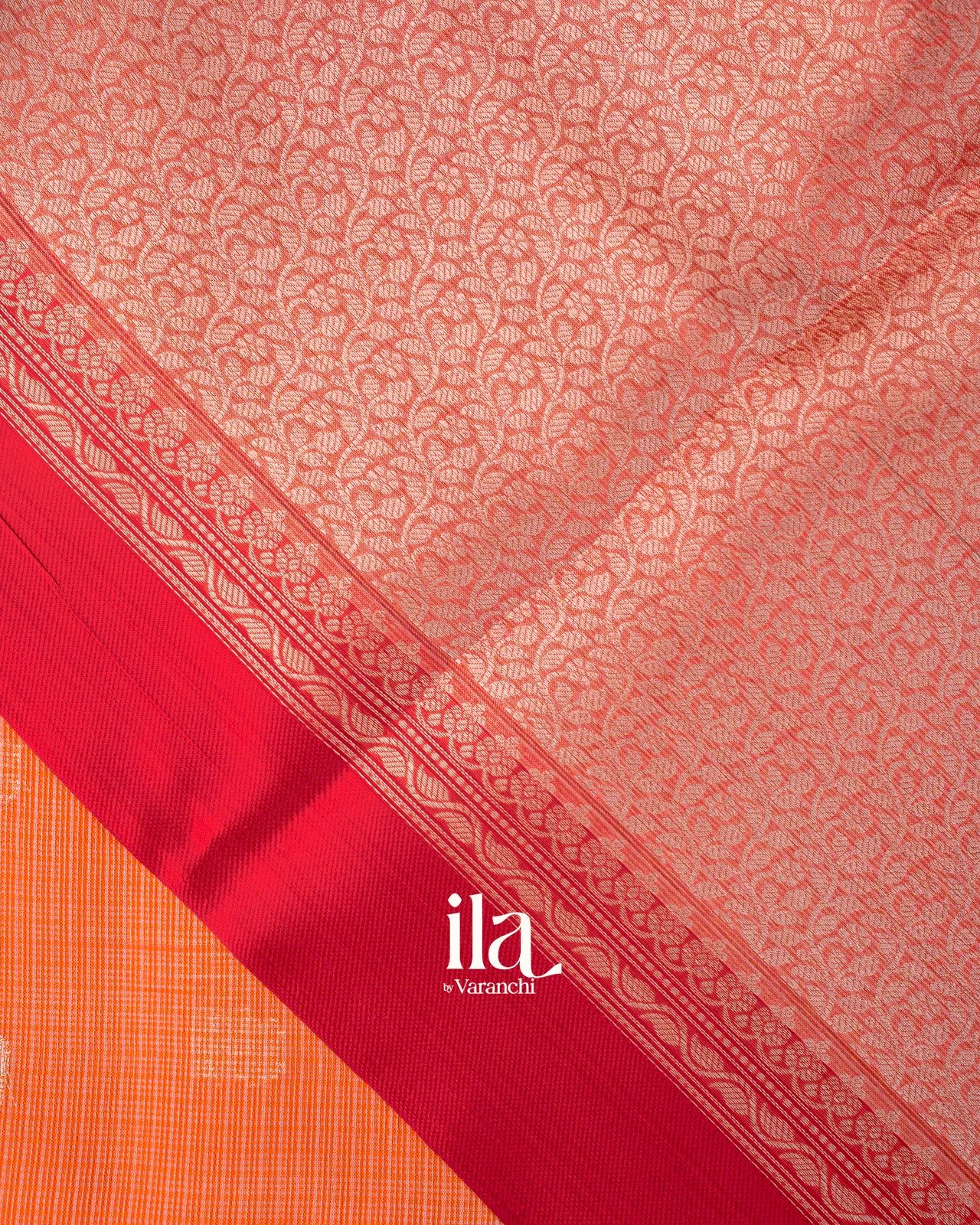 Burnt Orange Semi Silk Saree