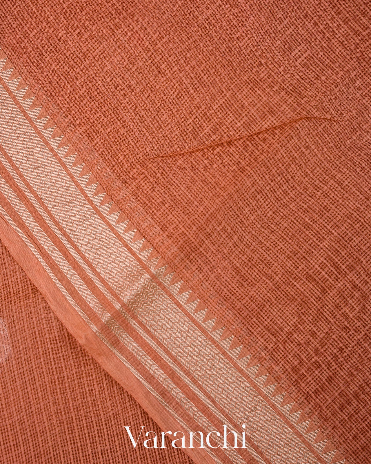 Peach Pure Kota Cotton Saree