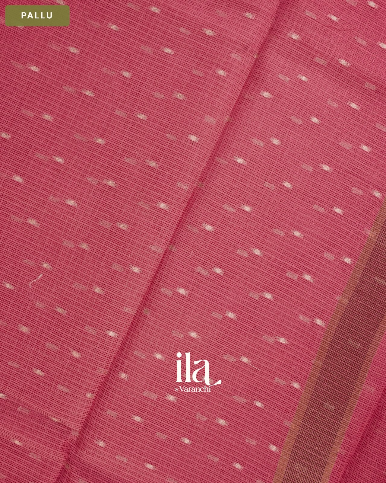 Rose Pink Pure Kota Cotton Saree — Pallu