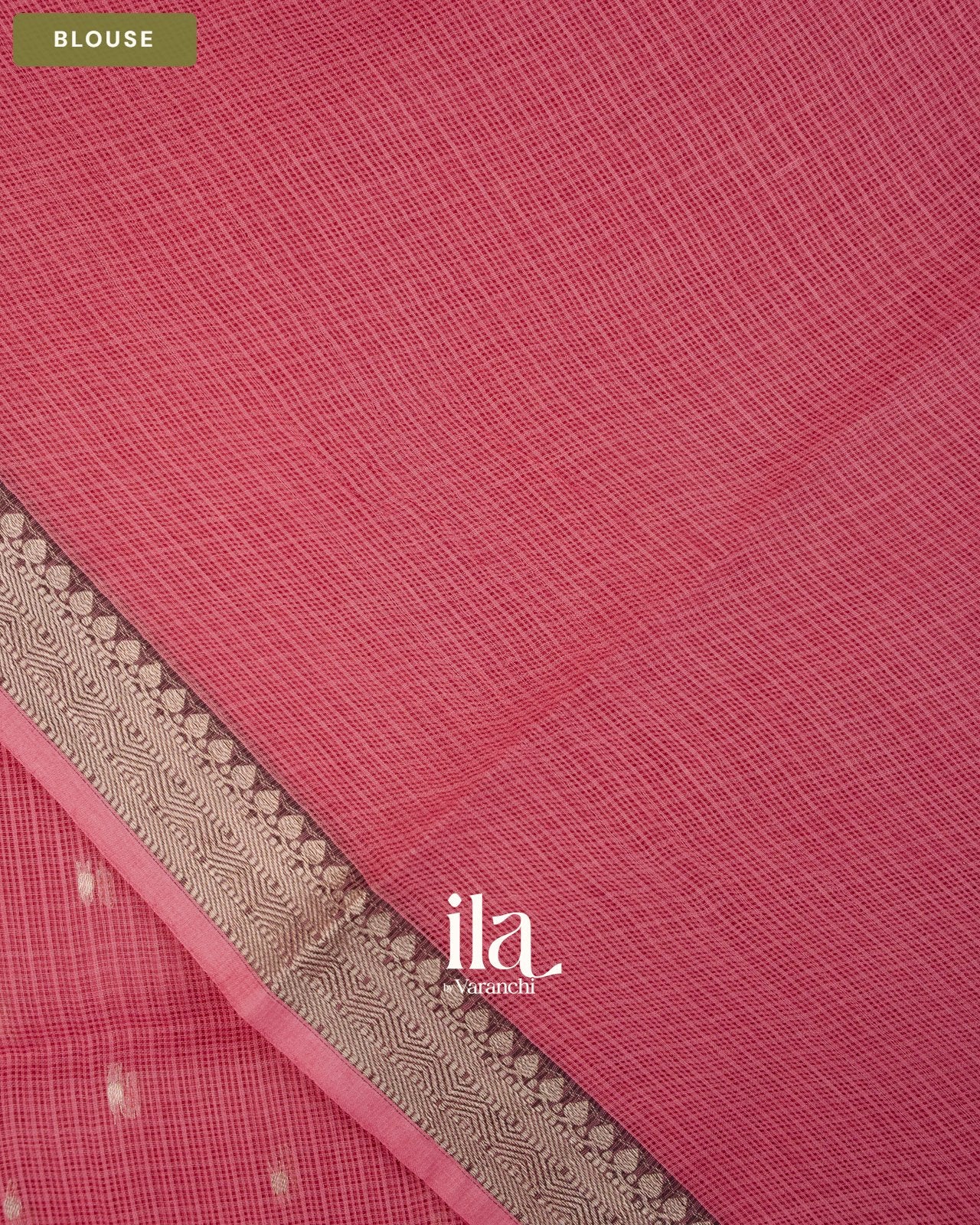Rose Pink Pure Kota Cotton Saree — Blouse