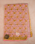 Baby Pink Floral Ajrakh Printed Pure Kota Cotton Saree — Full Saree