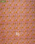 Baby Pink Floral Ajrakh Printed Pure Kota Cotton Saree — Body