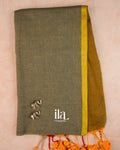 Mustard Yellow Floral Mul Cotton Saree — Full Saree