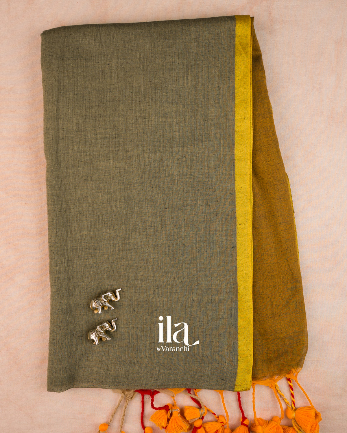 Mustard Yellow Floral Mul Cotton Saree — Full Saree