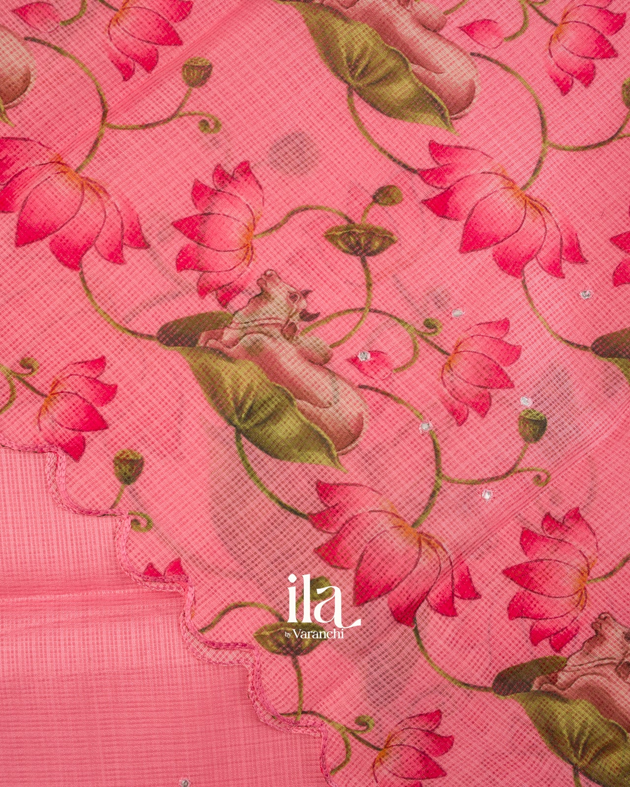 Pink Pichwai Digital Printed Semi Kota Saree