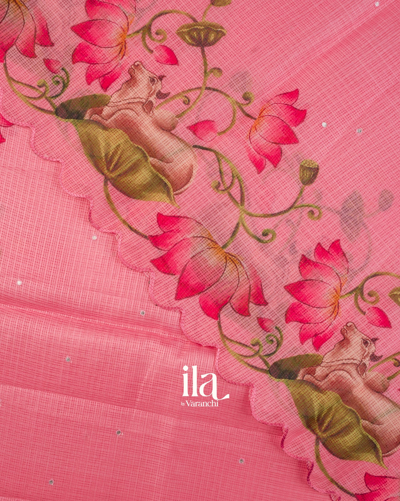 Pink Pichwai Digital Printed Semi Kota Saree
