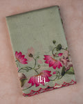Sage Green Pichwai Printed Semi Kota Saree