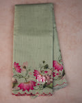 Sage Green Pichwai Printed Semi Kota Saree